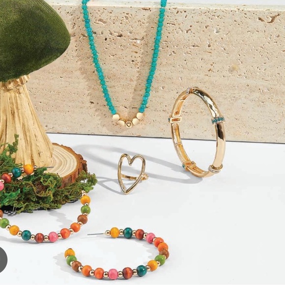 Park Lane Jasper Earrings! 2.5” Hoops!! Wooden Beads!!! BNIP!!!! - Picture 2 of 6